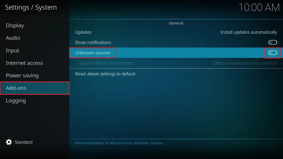  Click on Add-ons