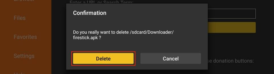 click on delete button