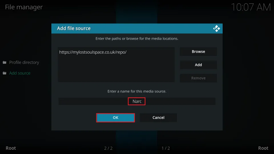 Click OK again