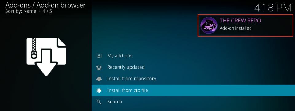 the crew repo addon installed