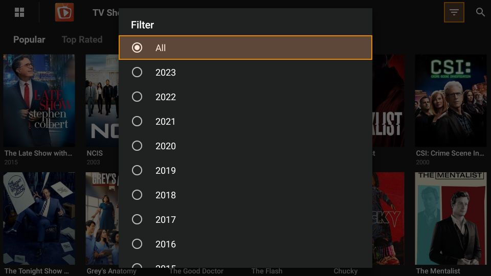 filter select year