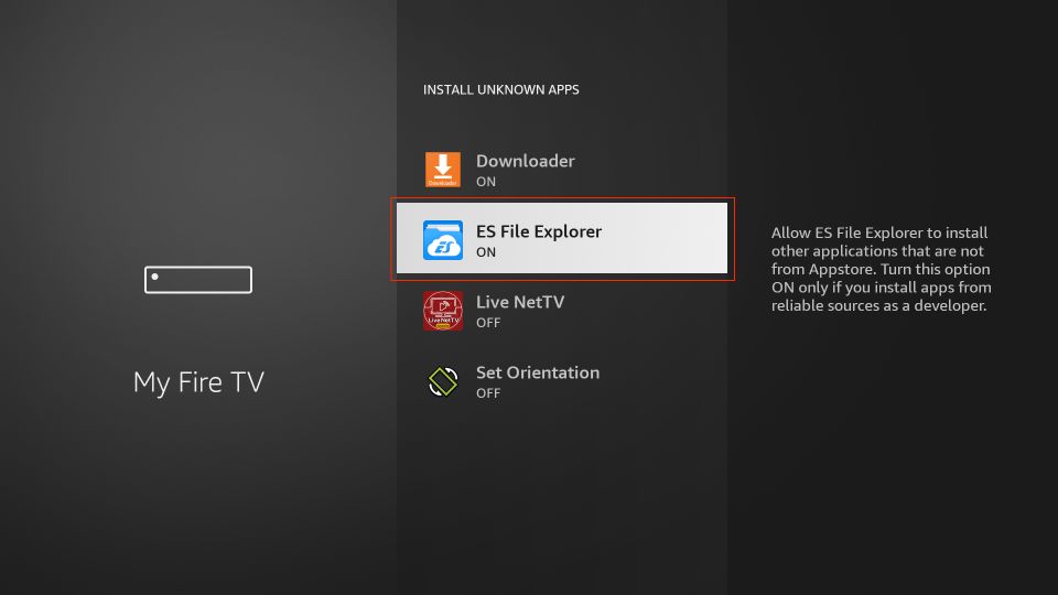 turn es file explorer on