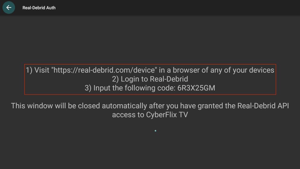 real debrid-authorization-screen