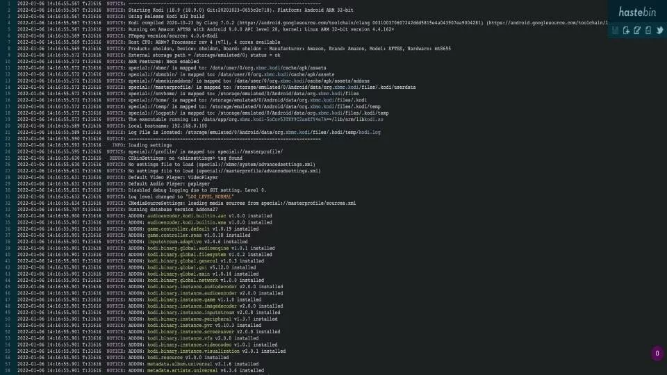 kodi error log