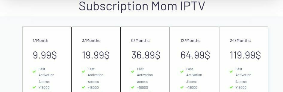 Mom IPTV Plans and Pricing