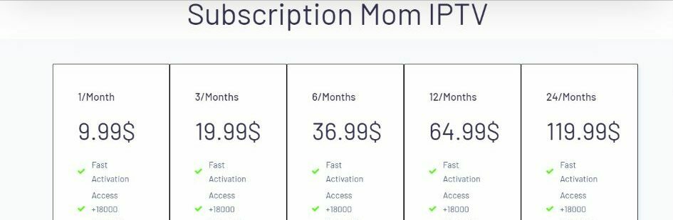 Mom IPTV Plans and Pricing