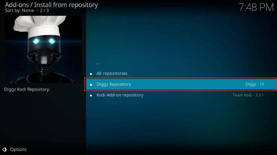 Select the Diggz Repository
