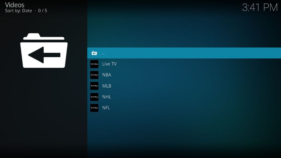 The TV App Home menu