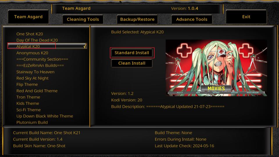 atypical kodi build standard install
