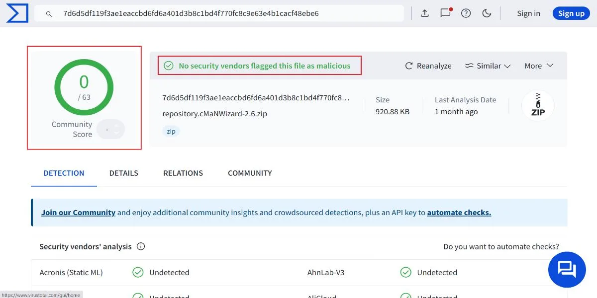 cman repo virus scan