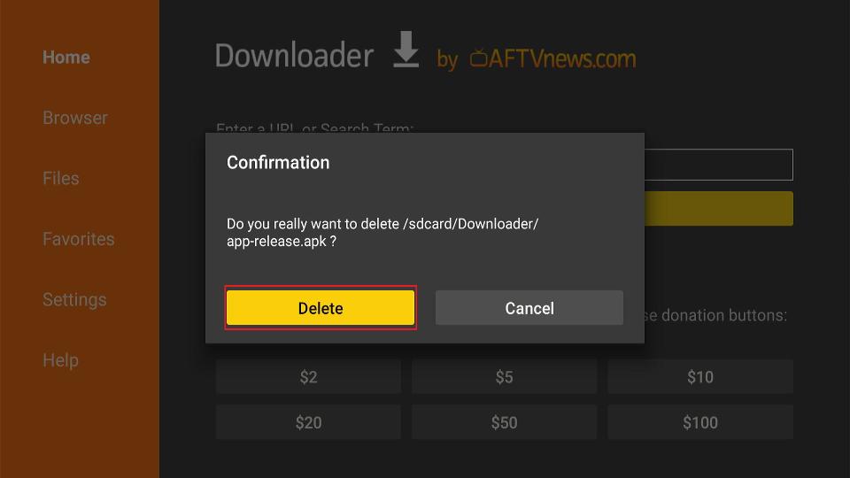 confirm delete apkupdater