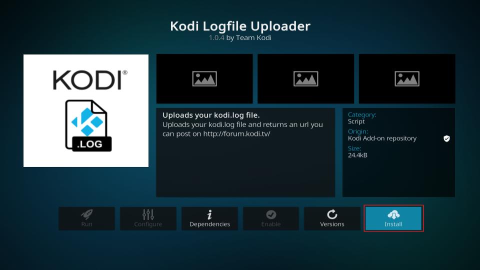 install kodi logfile uploader