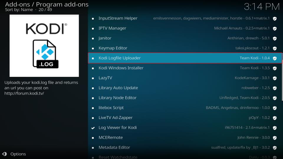 kodi logfire uploader