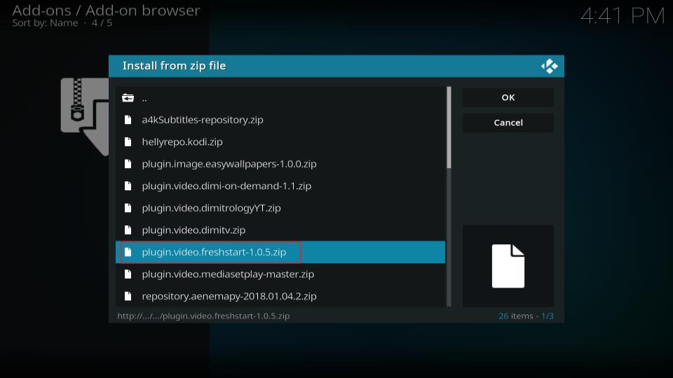 plugin freshstart zip file