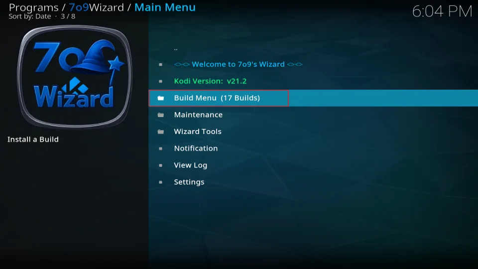 select build menu
