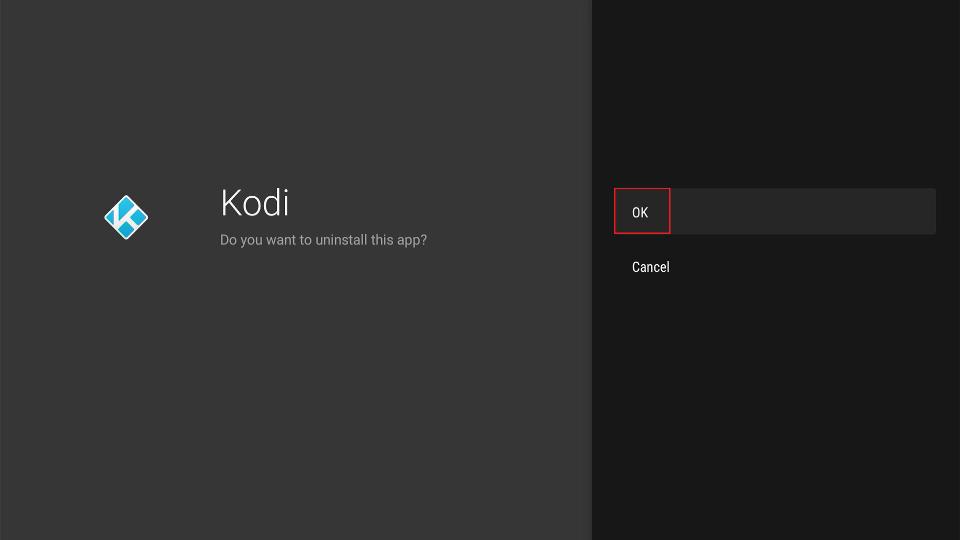 select ok uninstall