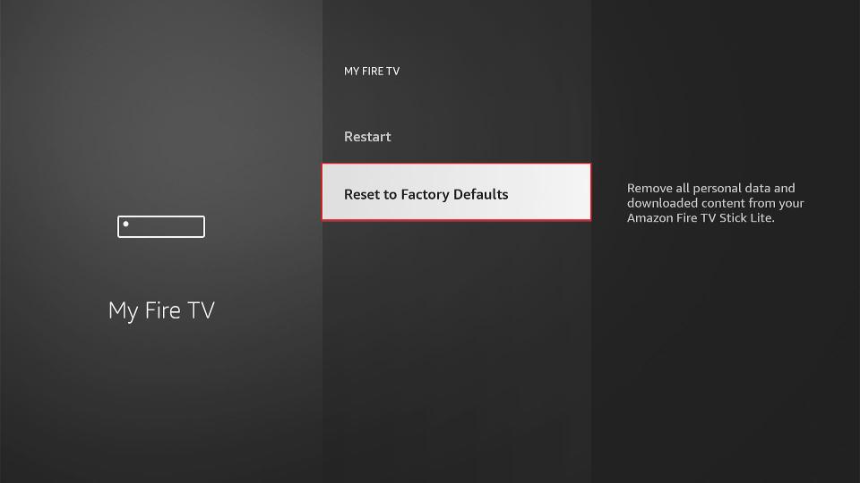 select reset to factory defaults