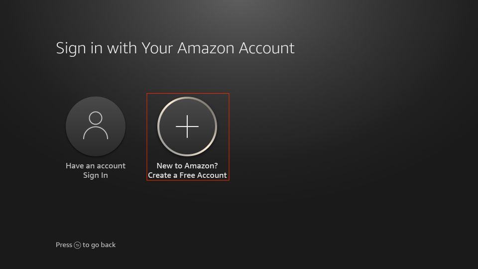 click on New to Amazon? Create an Account button