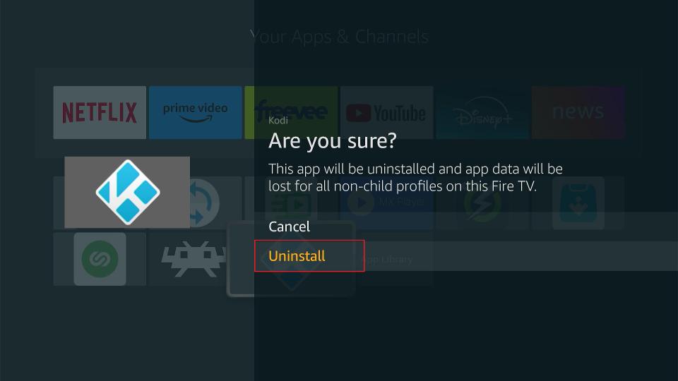 select uninstall kodi