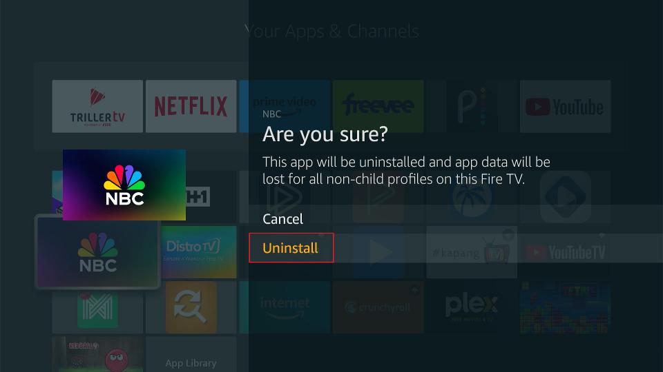 select uninstall nbc app