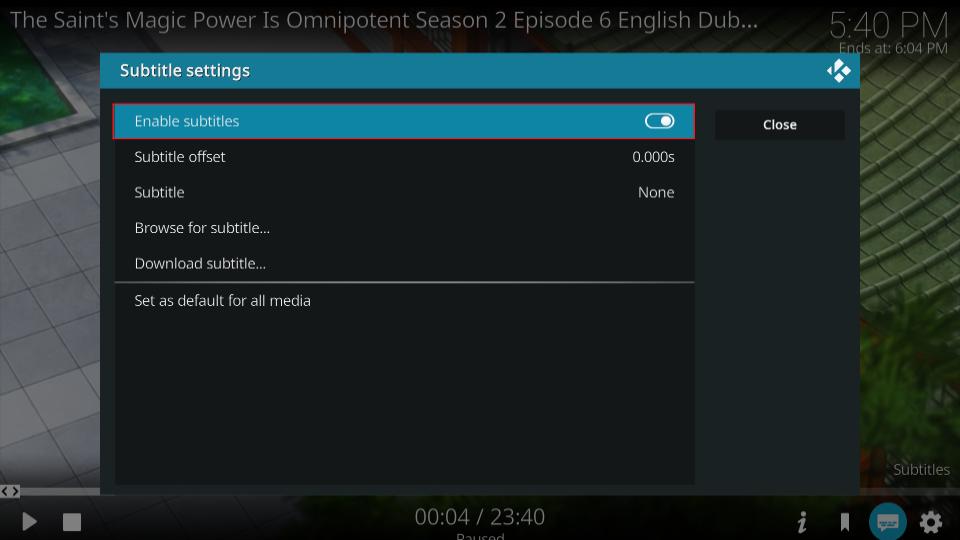 subtitles option