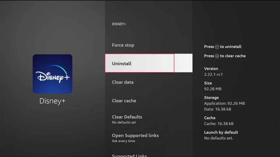 select uninstall