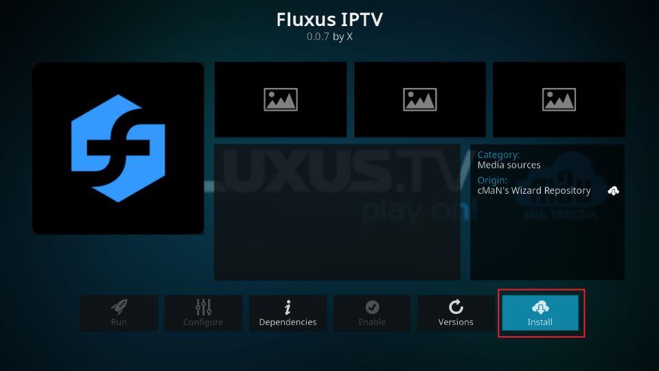 how to install fluxus iptv kodi addon