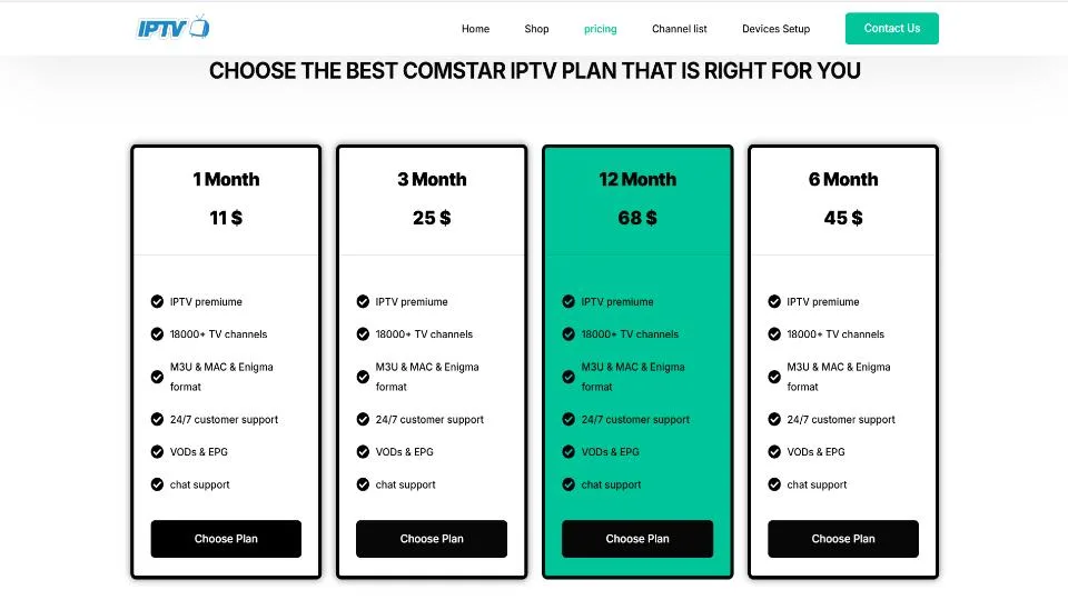 comstar iptv pricing