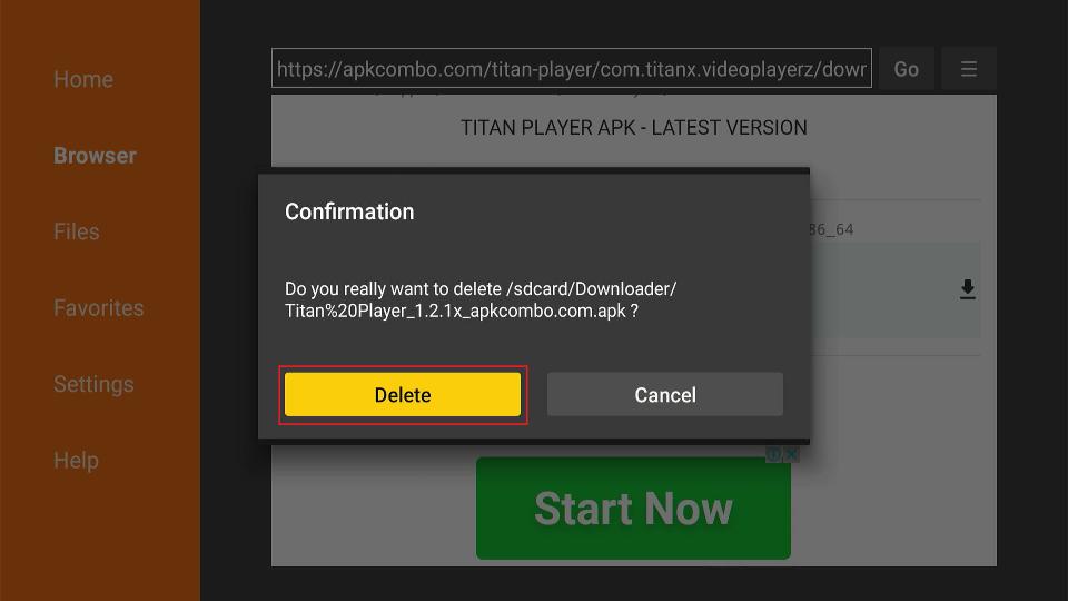confirm delete again