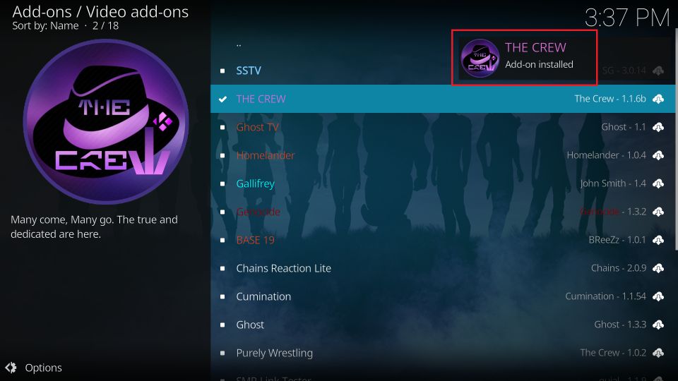 crew repo add-on installed
