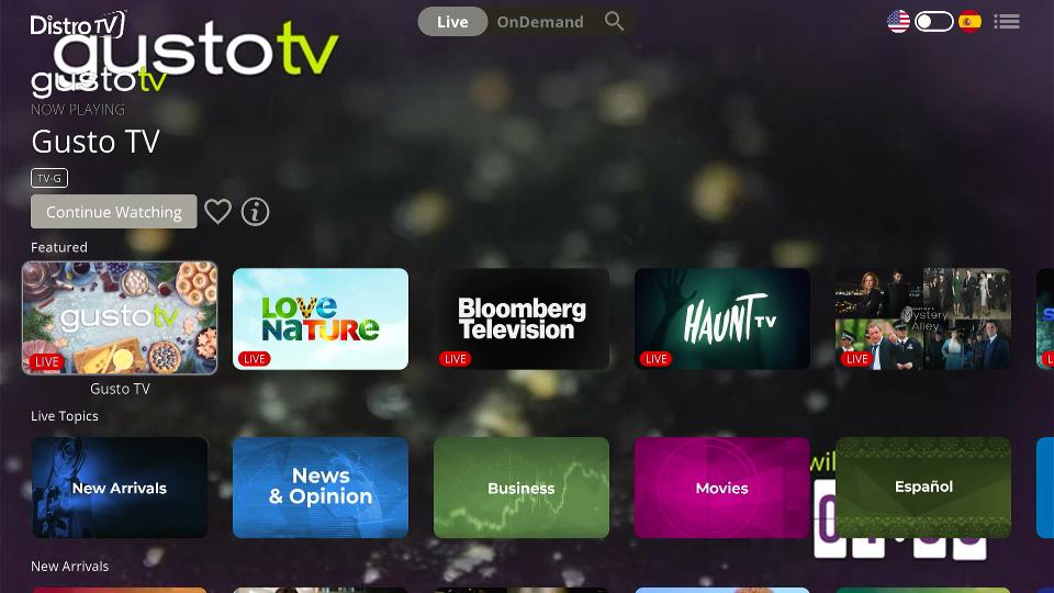 distro tv homepage