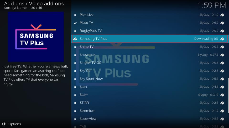 downloading samsung plus addon