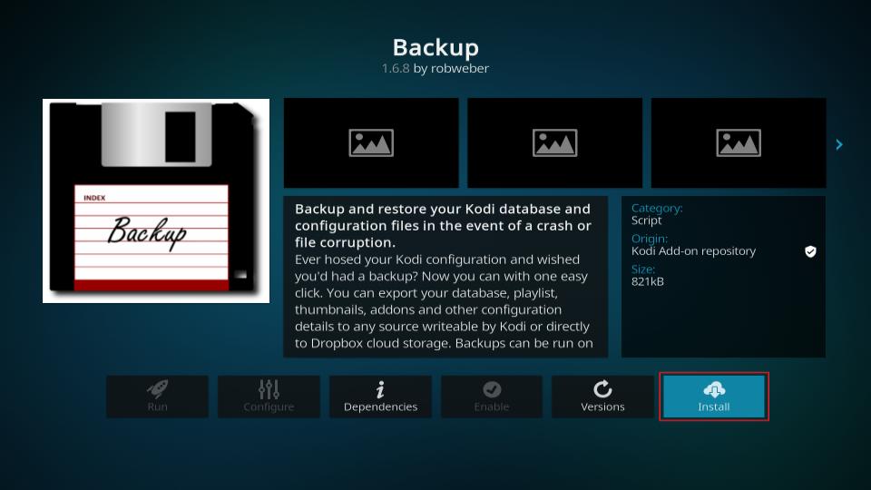 install back up