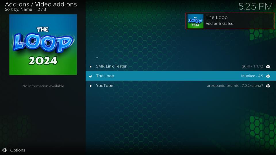 loop addon installed