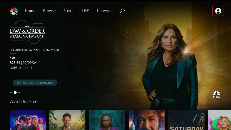 nbc home screen