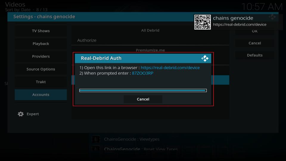 real debrid authorization screen