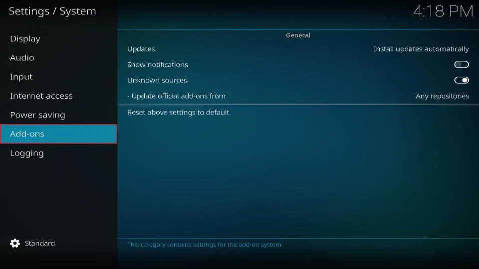 select addons