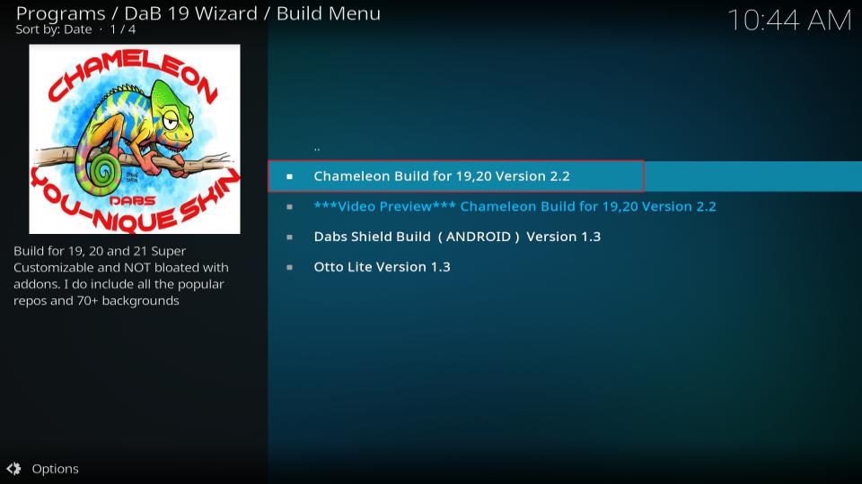 select chameleon build