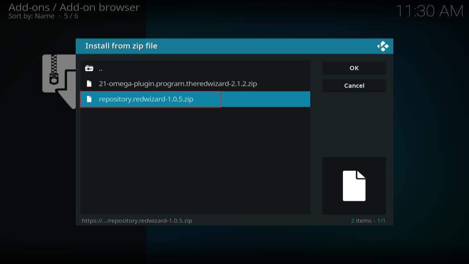 select red wizard repo zip file