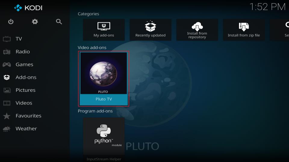 video addons pluto tv