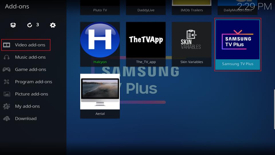 video addons samsung tv plus