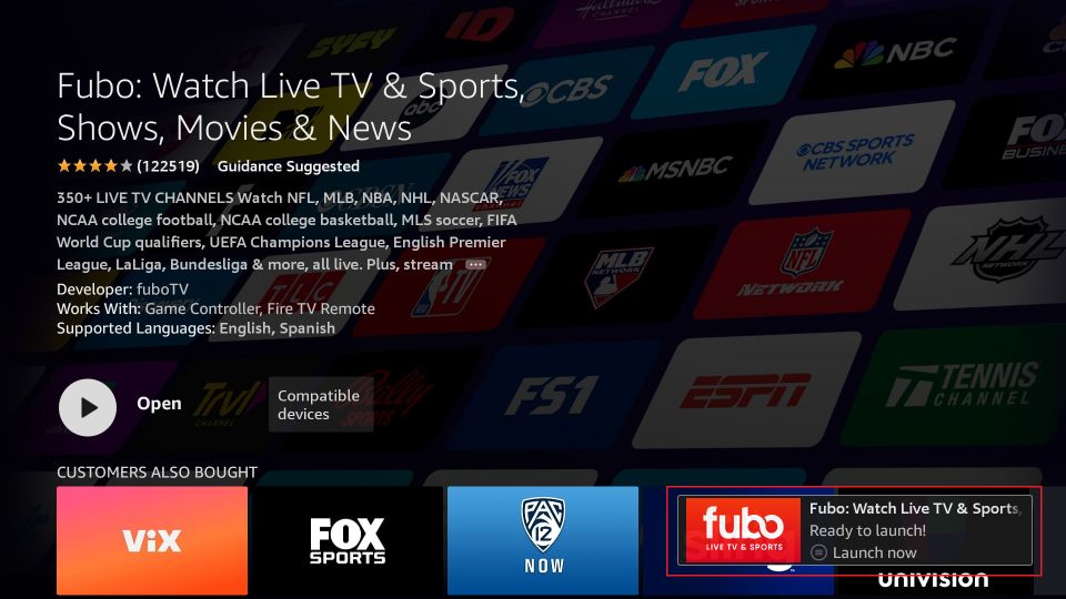 fubo ready to launch notification
