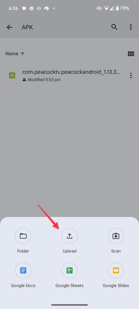 Upload APK File on Google Drive