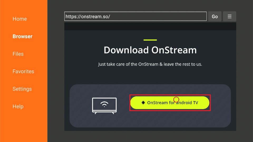 click on OnStream for Android TV