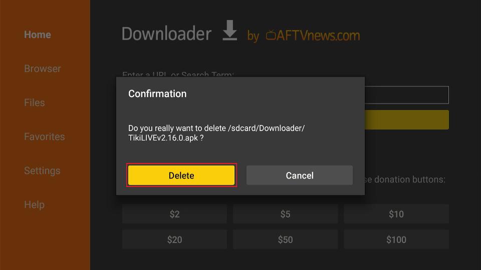 confirm delete apk