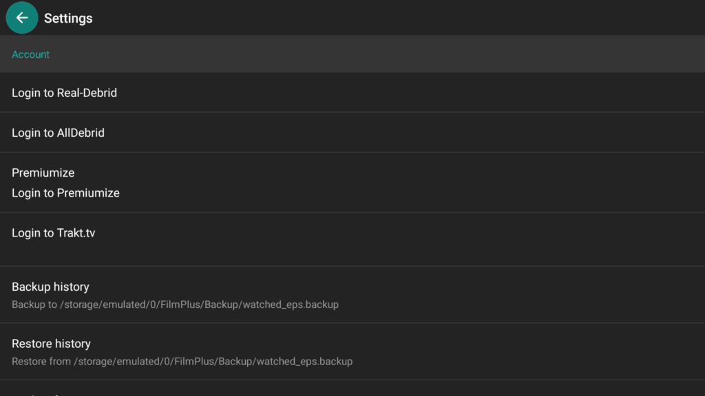 filmplus settings