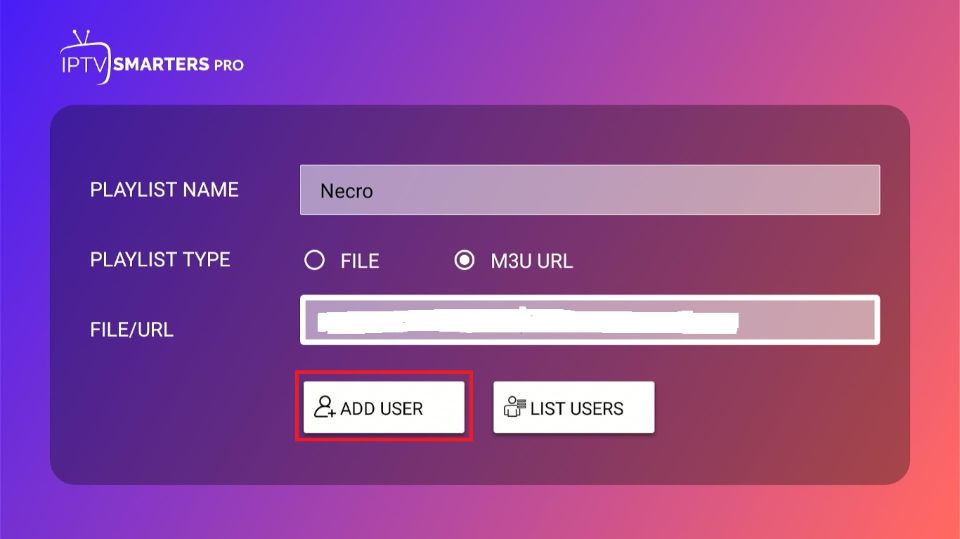click on add user button