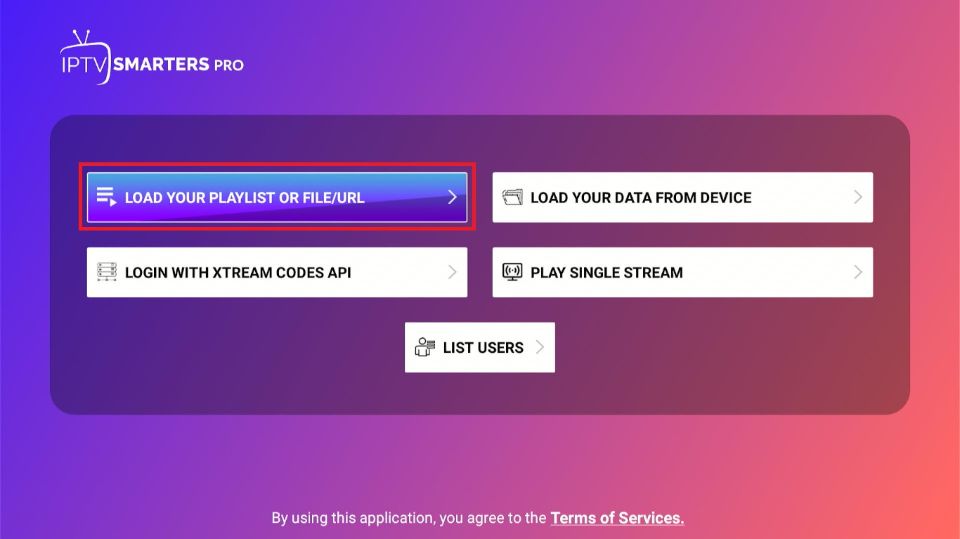 Click Load Your Playlist or File/URL