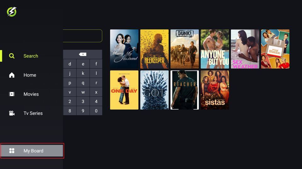 select my board tab