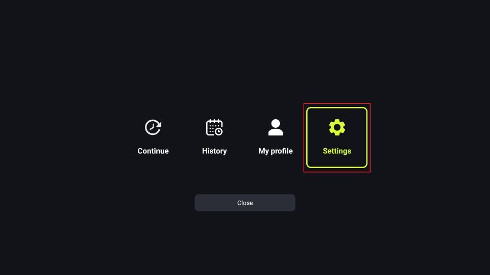 click on Settings menu